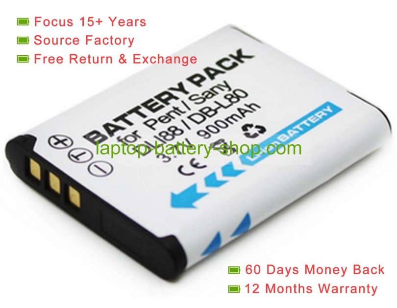 Sanyo DB-L80, PX1686E-1BRS 3.7V 740mAh replacement batteries - Click Image to Close