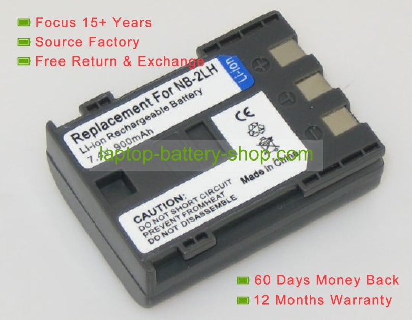 Canon NB-2L, NB-2LH 7.4V 1200mAh replacement batteries - Click Image to Close