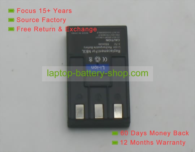 Canon NB-3L, NB-3LH 3.7V 850mAh replacement batteries - Click Image to Close
