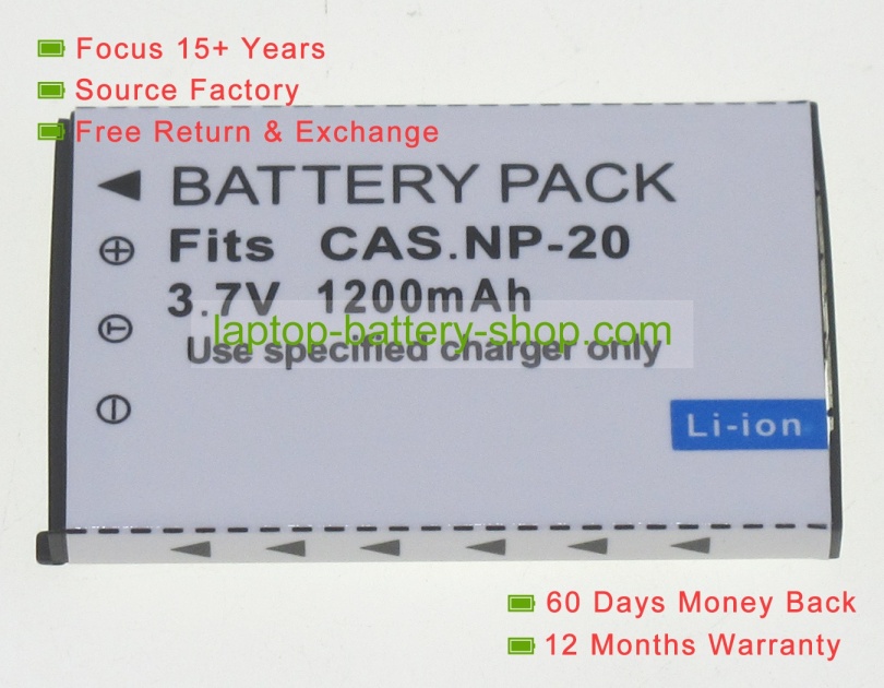 Casio NP-20, NP-20DBA 3.7V 1200mAh replacement batteries - Click Image to Close