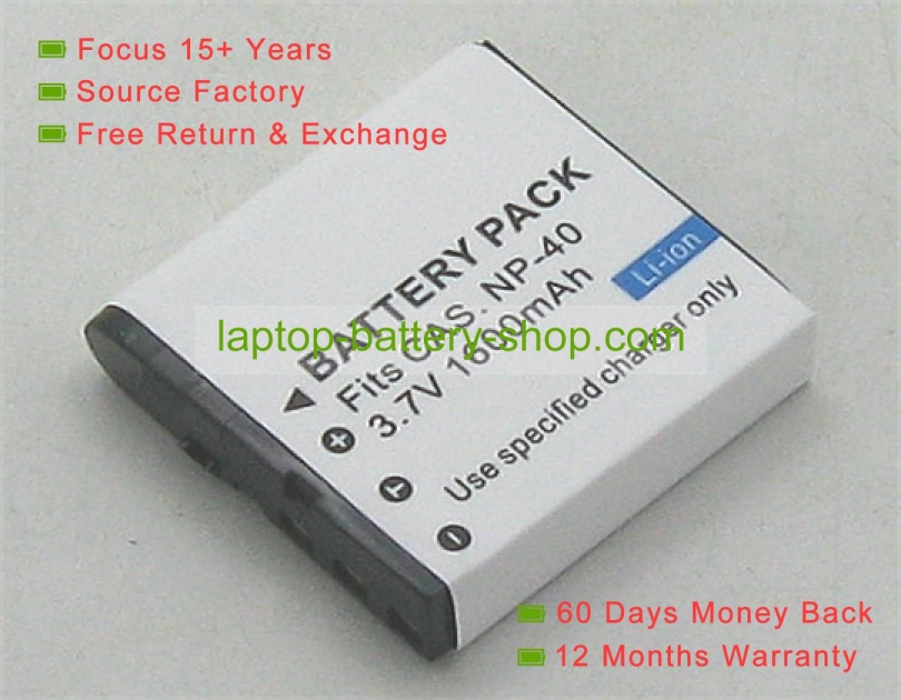 Casio NP-40, LB-060 3.7V 1250mAh replacement batteries - Click Image to Close