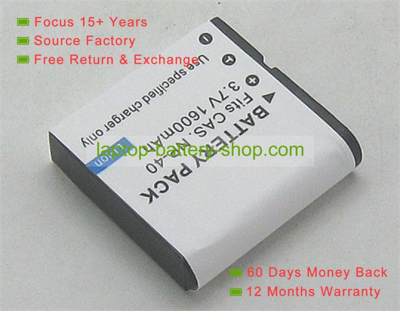 Casio NP-40, LB-060 3.7V 1250mAh replacement batteries - Click Image to Close