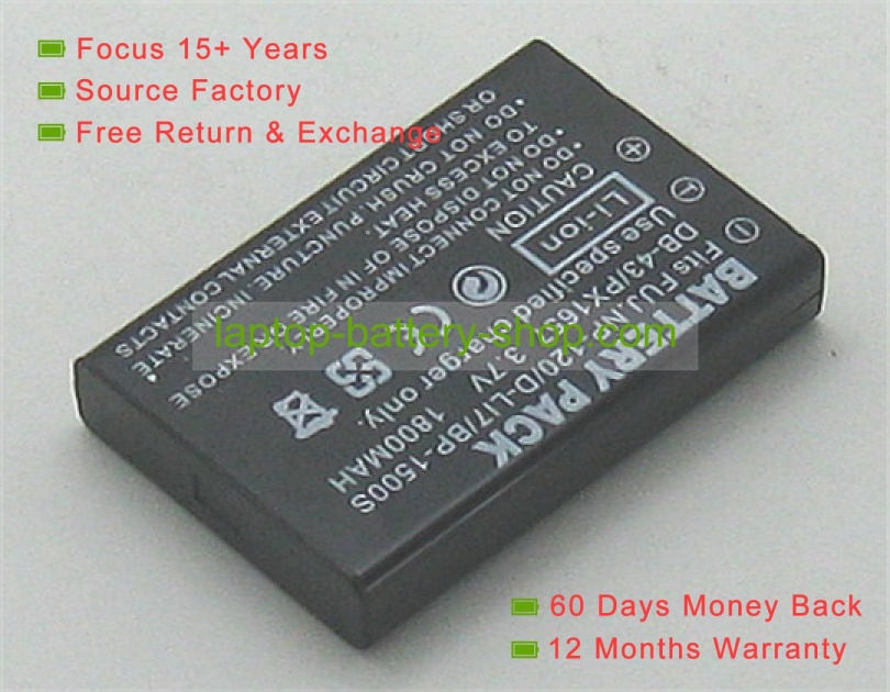 Fujifilm NP-120, DB-43 3.7V 1800mAh replacement batteries - Click Image to Close
