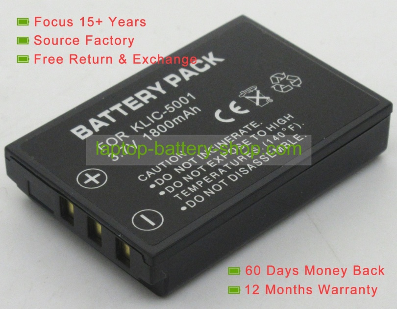 Kodak KLIC-5001 3.7V 1700mAh replacement batteries - Click Image to Close