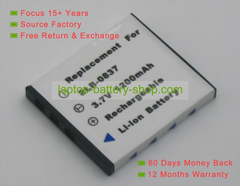 Samsung SLB-0837, NP-1 3.7V 860mAh replacement batteries - Click Image to Close