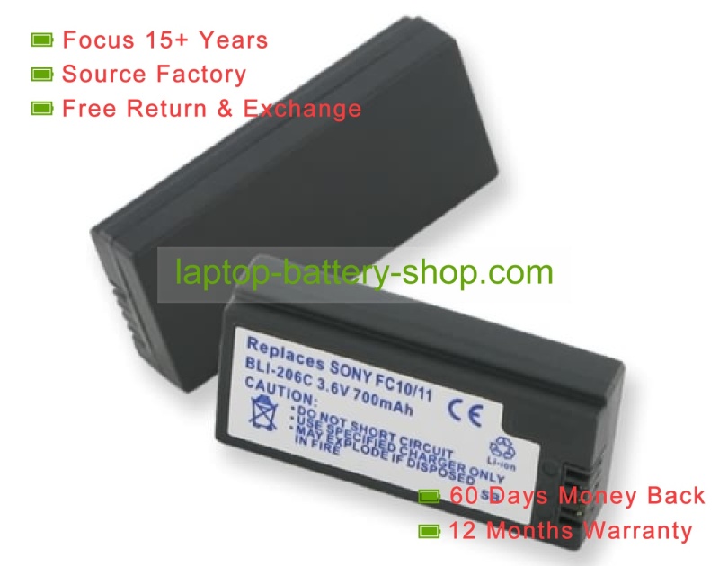 Sony NP-FC10, NP-FC11 3.6V 1400mAh replacement batteries - Click Image to Close