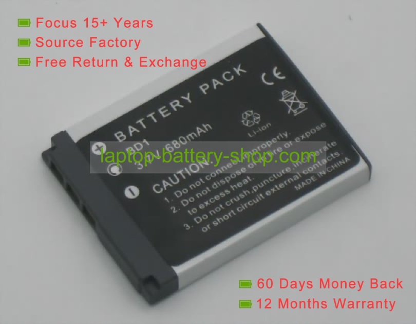 Sony NP-BD1 3.6V 680mAh replacement batteries - Click Image to Close