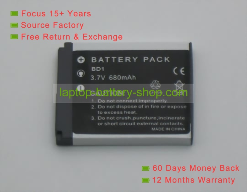 Sony NP-BD1 3.6V 680mAh replacement batteries - Click Image to Close