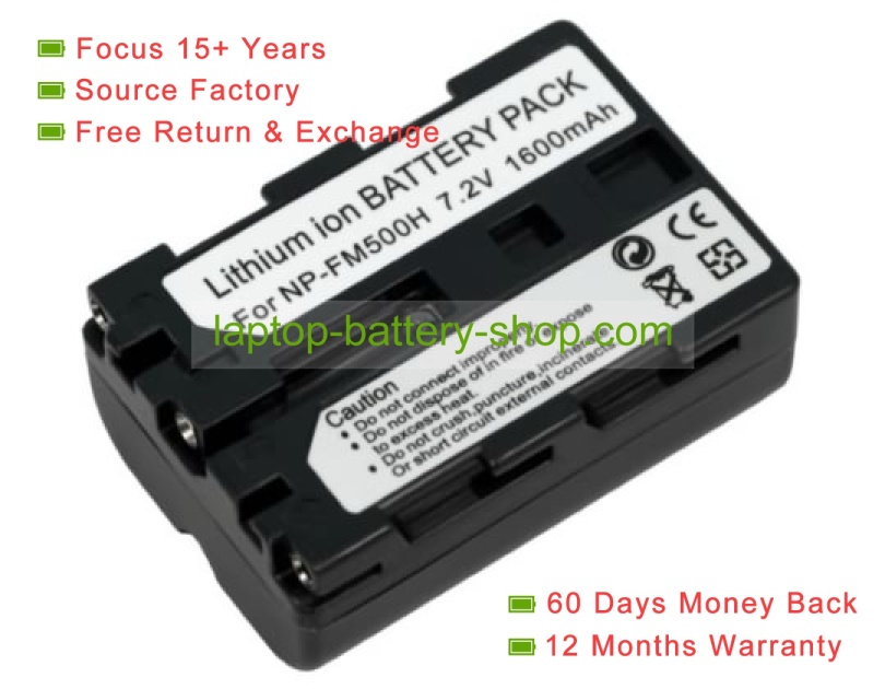 Sony NPQM71, NP-FM55H 7.2V 1450mAh replacement batteries - Click Image to Close