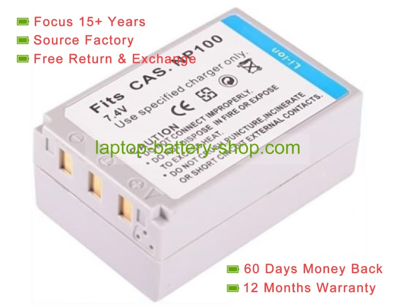 Casio NP-100 7.4V 1950mAh replacement batteries - Click Image to Close