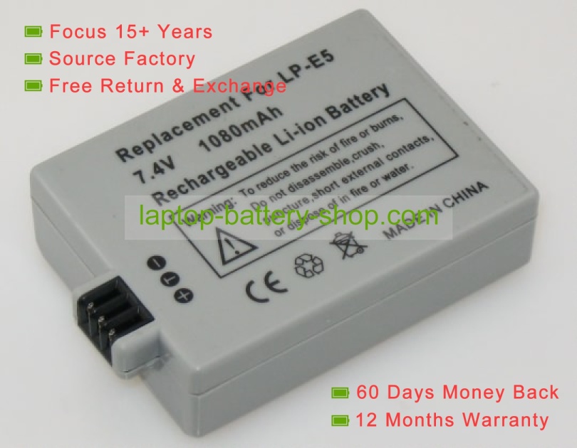 Canon LP-E5 7.4V 800mAh replacement batteries - Click Image to Close