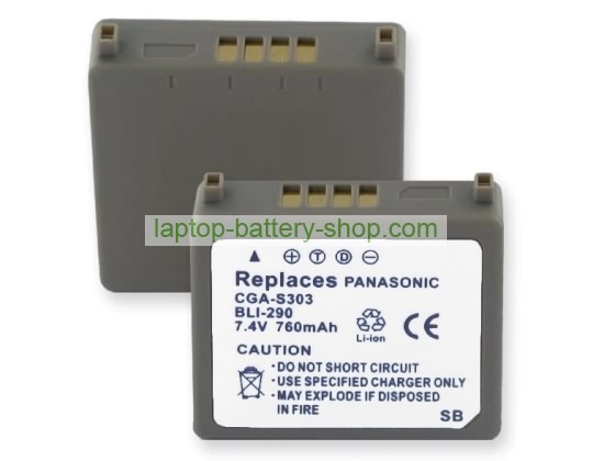 Panasonic CGA-S303, VW-VBE10 7.4V 820mAh batteries - Click Image to Close