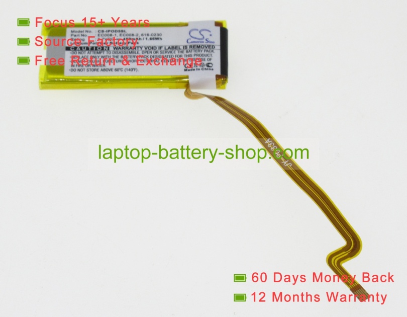Apple EC008, EC008-2 3.7V 420mAh replacement batteries - Click Image to Close