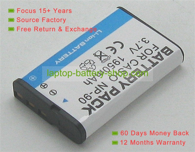 Casio NP-90 3.7V 1950mAh replacement batteries - Click Image to Close