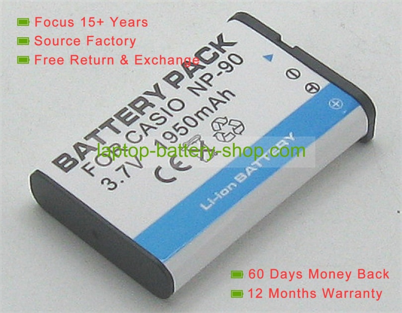 Casio NP-90 3.7V 1950mAh replacement batteries - Click Image to Close