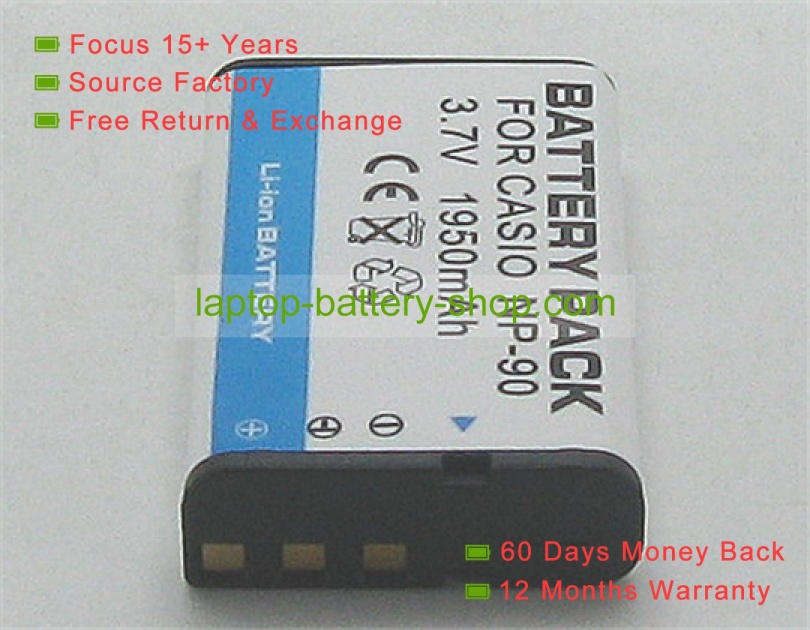 Casio NP-90 3.7V 1950mAh replacement batteries - Click Image to Close