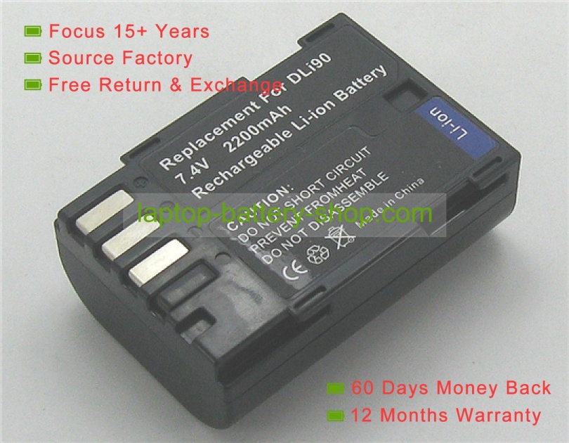 Pentax D-LI90, D-LI90P 7.2V 1860mAh replacement batteries - Click Image to Close