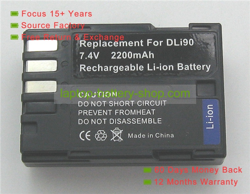 Pentax D-LI90, D-LI90P 7.2V 1860mAh replacement batteries - Click Image to Close