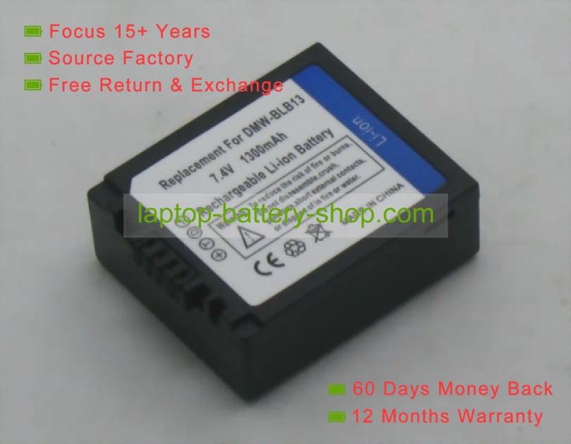 Panasonic DMW-BLB13, DMW-BLB13GK 7.2V 1100mAh replacement batteries - Click Image to Close