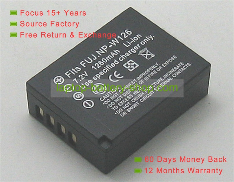 Fujifilm NP-W126, NP-W126S 7.4V 1200mAh replacement batteries - Click Image to Close