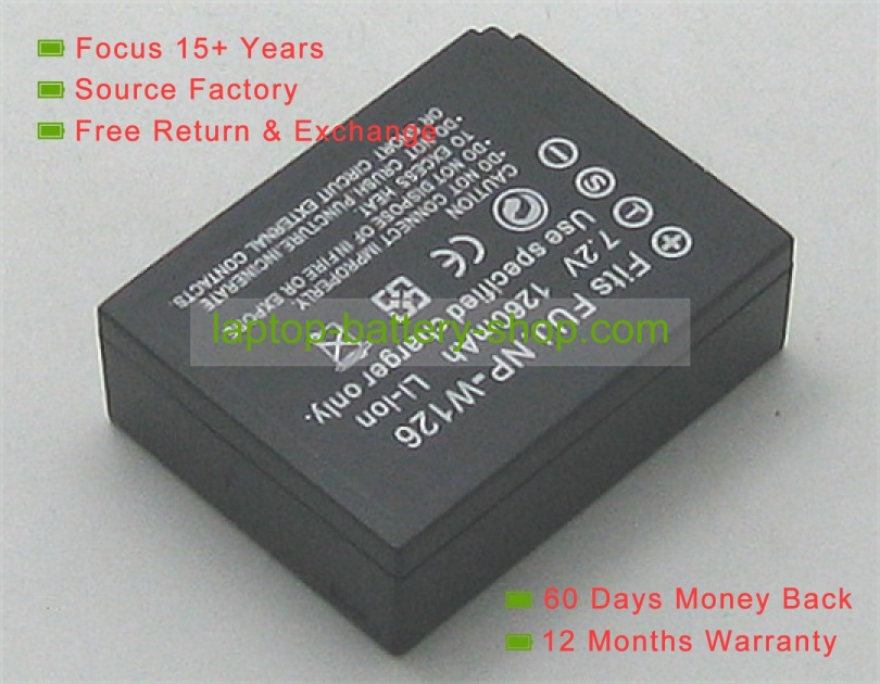 Fujifilm NP-W126, NP-W126S 7.4V 1200mAh replacement batteries - Click Image to Close