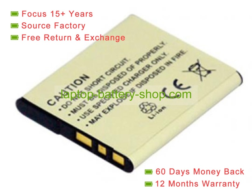 Sony NP-BN, NP-BN1 3.6V 630mAh replacement batteries - Click Image to Close