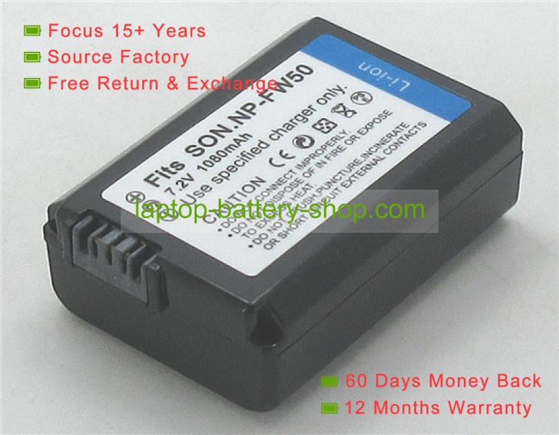 Sony NP-FW50 7.4V 1500mAh replacement batteries - Click Image to Close