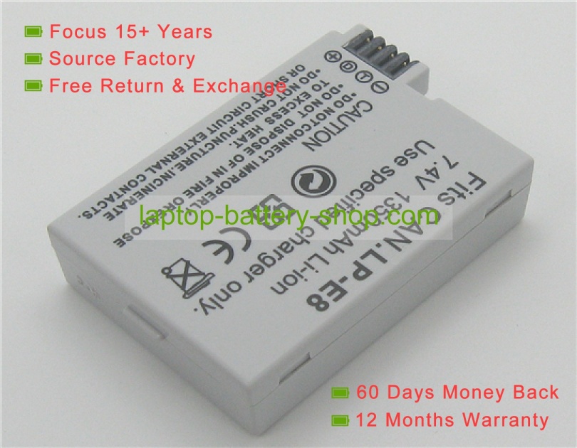 Canon LP-E8 7.2V 950mAh replacement batteries - Click Image to Close