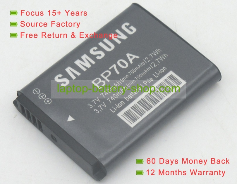 Samsung BP-70A, BP70A 3.7V 1280mAh replacement batteries - Click Image to Close