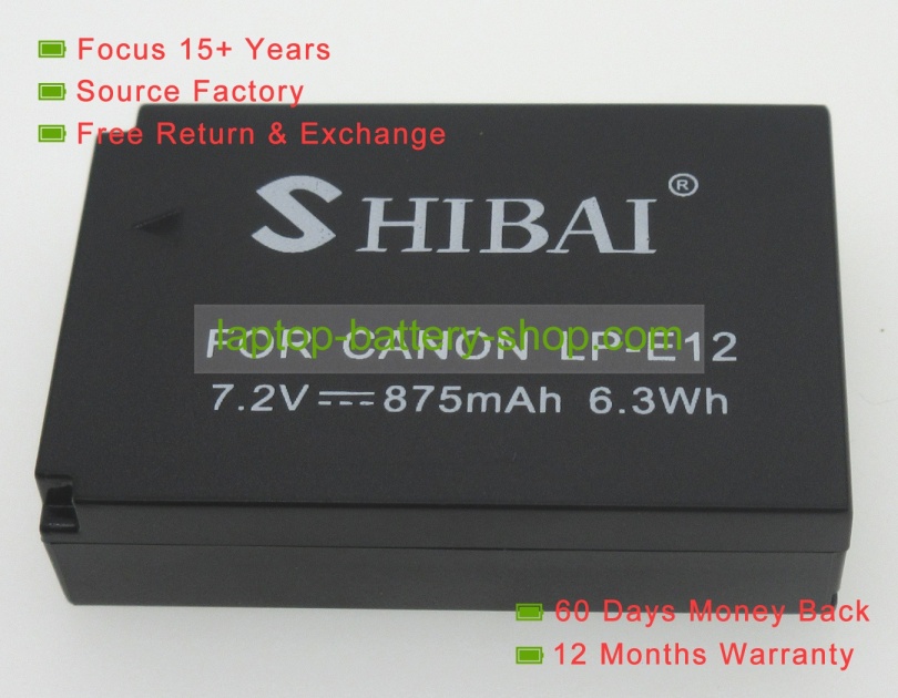 Canon LP-E12 7.4V/7.2V 875mAh replacement batteries - Click Image to Close