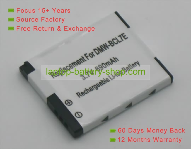 Panasonic DMW-BCL7, DMW-BCL7E 3.7V/3.6VV 690mAh replacement batteries - Click Image to Close