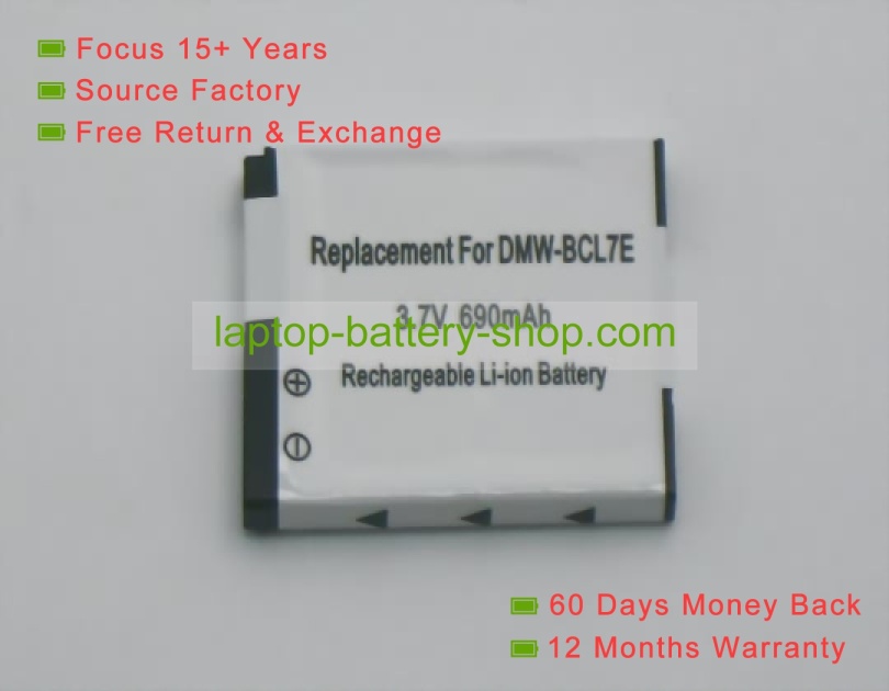 Panasonic DMW-BCL7, DMW-BCL7E 3.7V/3.6VV 690mAh replacement batteries - Click Image to Close