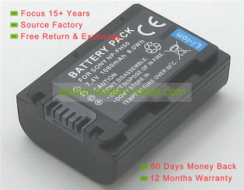 Sony FH50, NP-FP71 7.2V 800mAh replacement batteries - Click Image to Close
