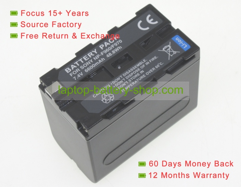 Sony NP-F950/B, NP-F930/B 7.2V 6600mAh replacement batteries - Click Image to Close