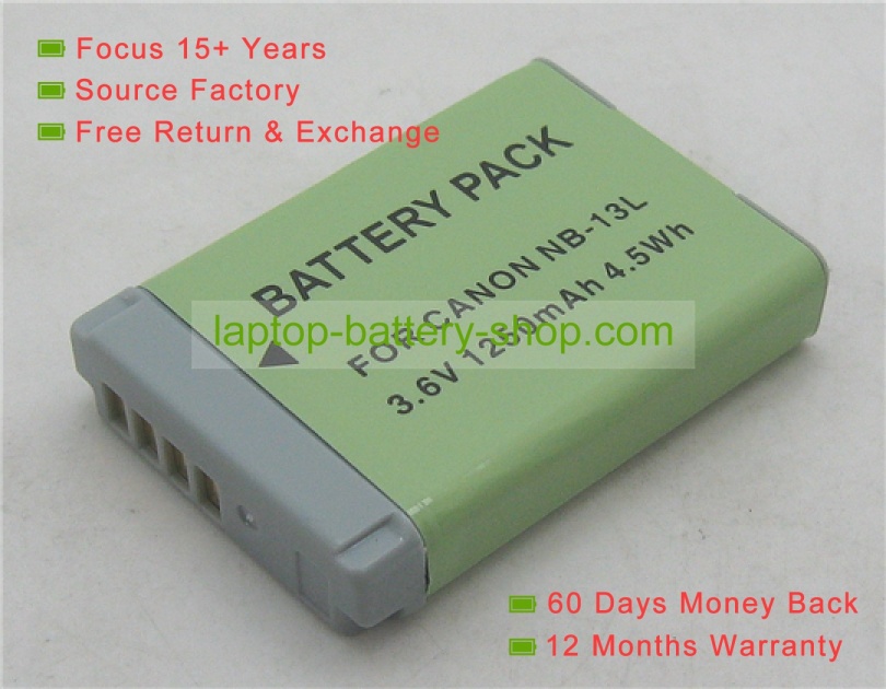 Canon NB-13L, NB13L 3.6V 1250mAh replacement batteries - Click Image to Close