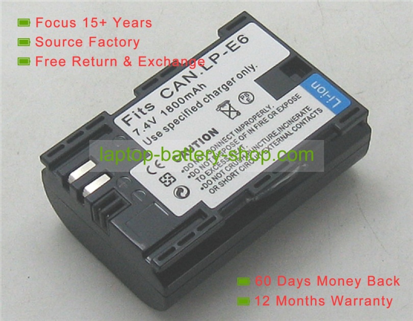 Canon LP-E6EOS, RP-BC003 7.2V 1800mAh replacement batteries - Click Image to Close