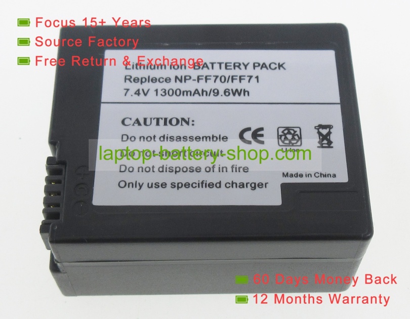 Sony NP-FF71S 7.4V 1300mAh replacement batteries - Click Image to Close