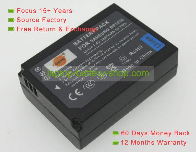 Samsung BP1030, BP1130 7.4V 1450mAh replacement batteries - Click Image to Close