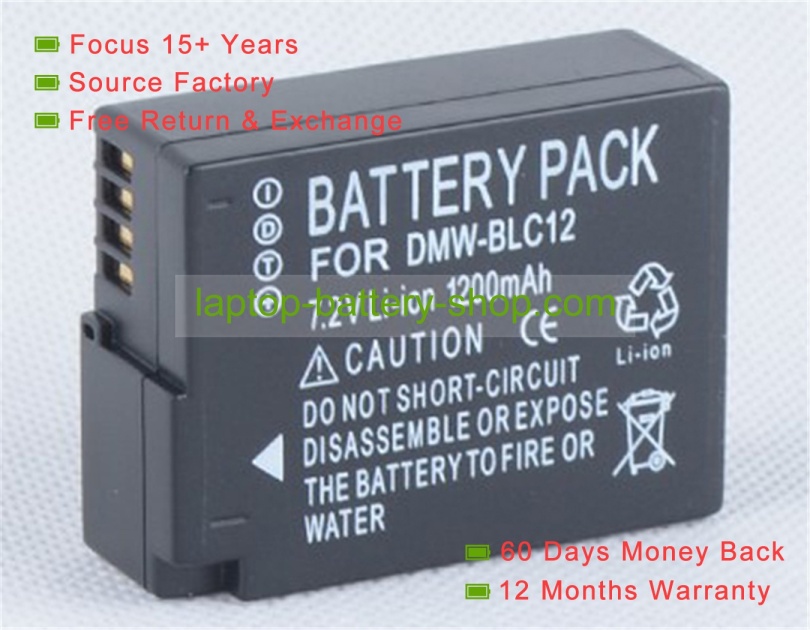 Panasonic DMW-BLC12, DMW-BLC12E 7.4V 1200mAh replacement batteries - Click Image to Close