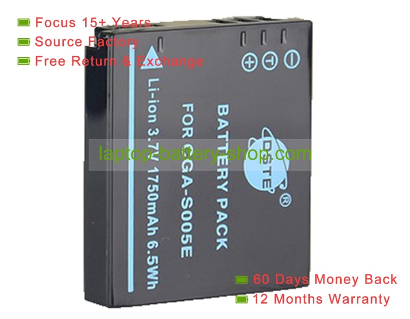 Panasonic CGA-S005, CGA-S005E 3.7V 1750mAh replacement batteries - Click Image to Close
