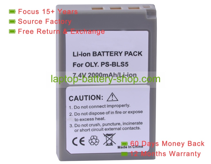 Olympus BLS50 7.4V 1250mAh replacement batteries - Click Image to Close