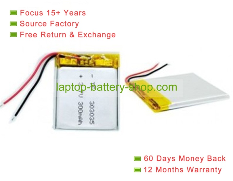 Other 303035 3.7V 300mAh replacement batteries - Click Image to Close
