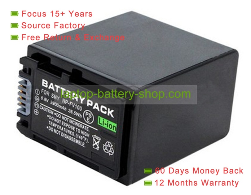 Sony NP-FV100 6.8V 3900mAh original batteries - Click Image to Close