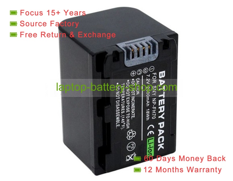 Sony NP-FH50, FH70 7.2V 2500mAh original batteries - Click Image to Close