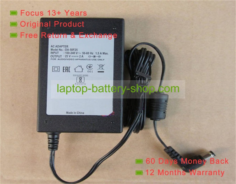 Lg DA-50F25, DA-50G25 25V 2A original adapters - Click Image to Close