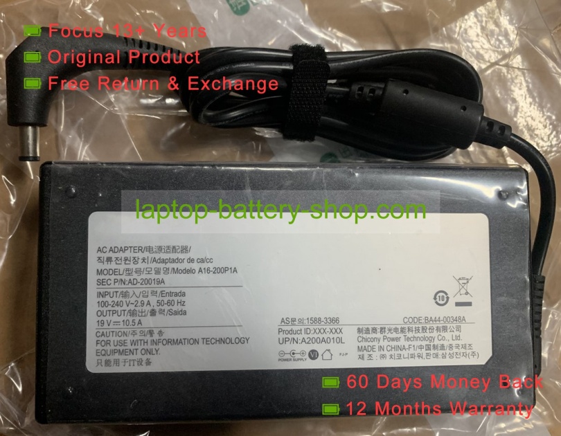 Samsung A16-200P1A, AD-20019A 19V 10.5A original adapters - Click Image to Close