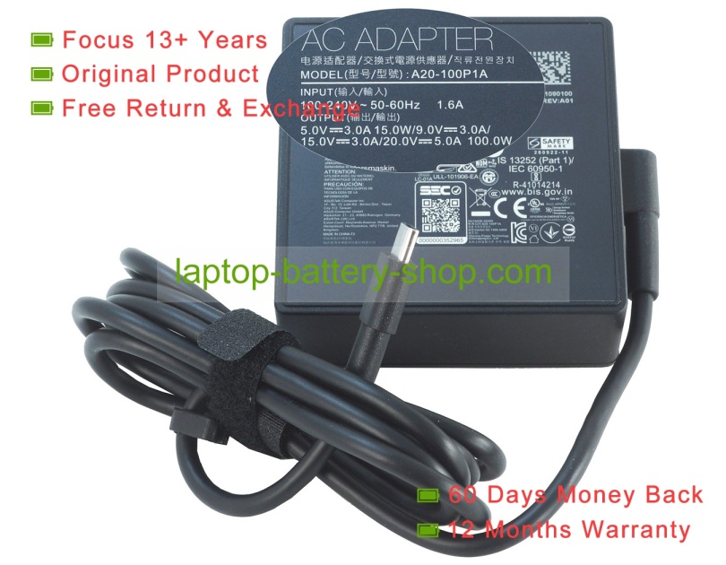 Asus A20-100P1A 20V 5A original adapters - Click Image to Close