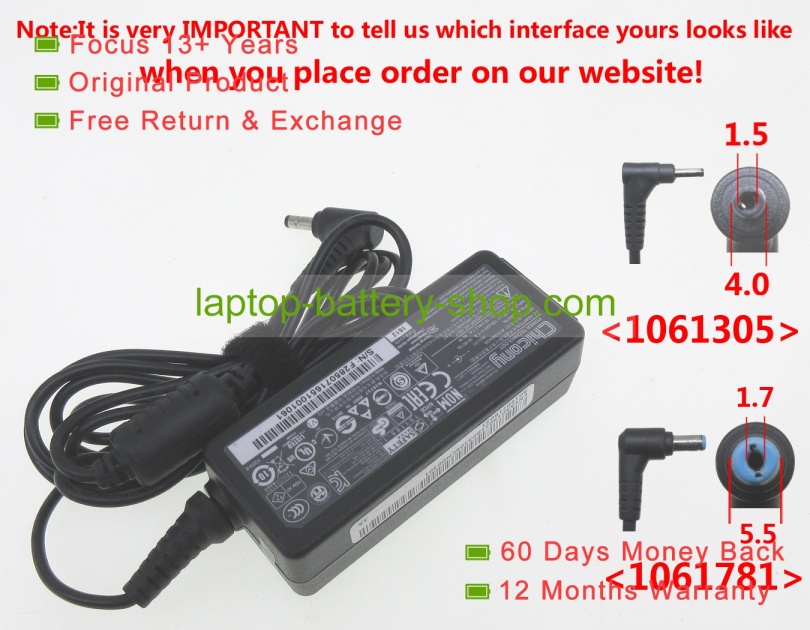 Acer A040R059L, PA-1500-01 19V 2.1A original adapters - Click Image to Close