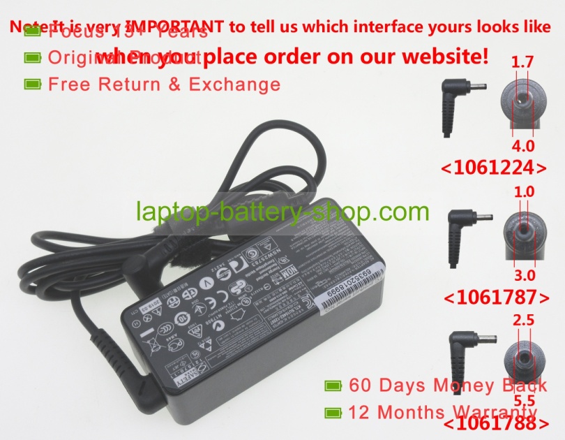 Lenovo 5A10H42919, 01FR015 20V 2.25A original adapters - Click Image to Close