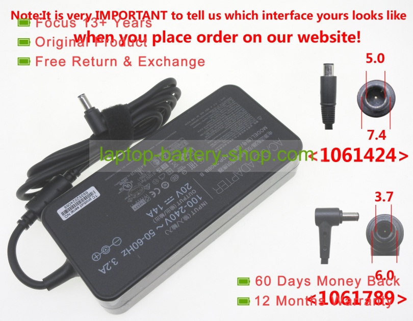 Msi ADP-280BB B, ADP-280EB F 20V 14A original adapters - Click Image to Close